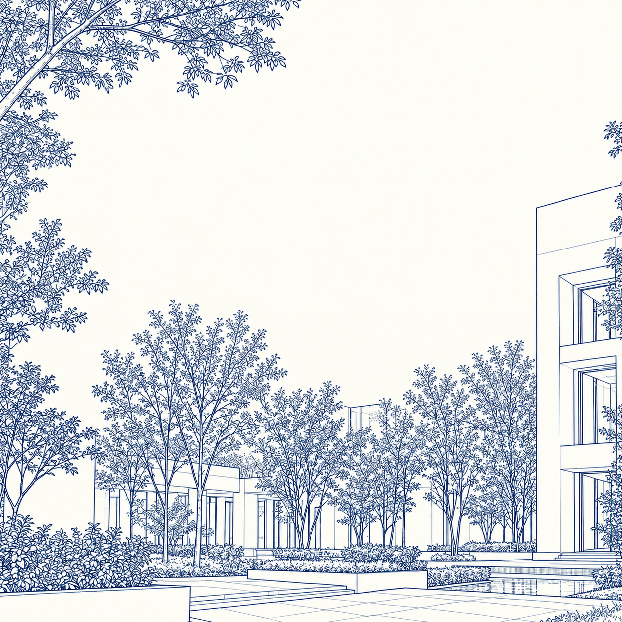 Unbuilt landscaped site before the bridge and piers are installed