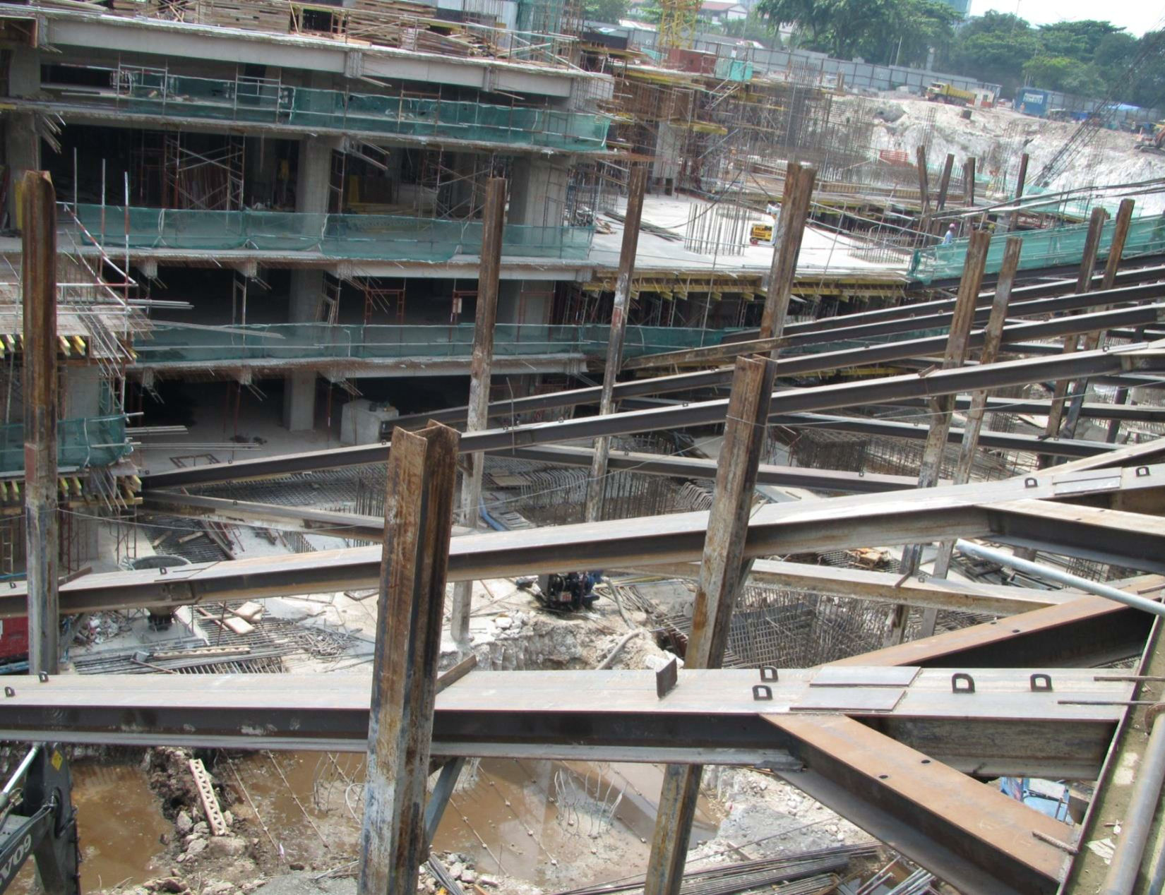 Temporary internal steel structures